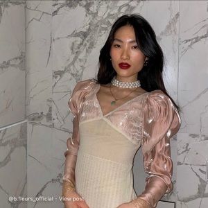 B.Fleurs Provence Puff Sleeve ribbed dress in S